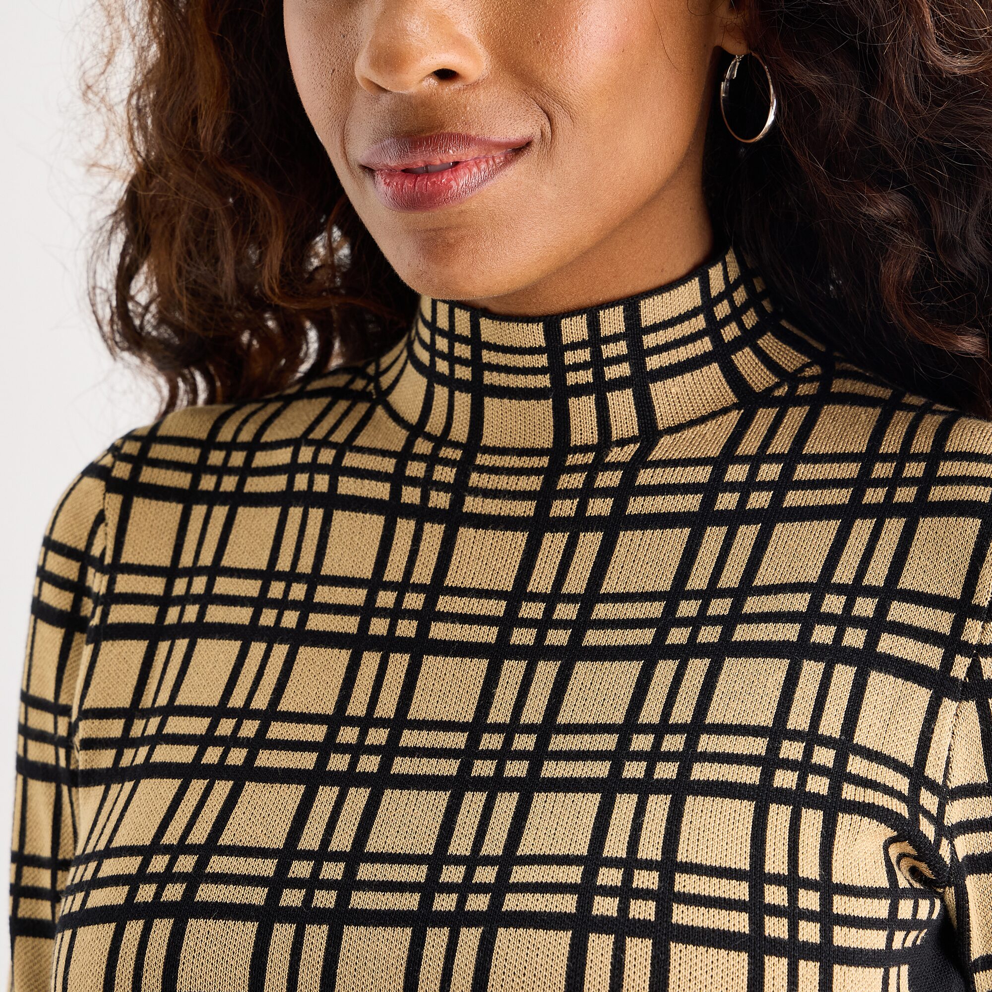Danny & Nicole Womens Long Sleeve Windowpane Midi Sweater Dress