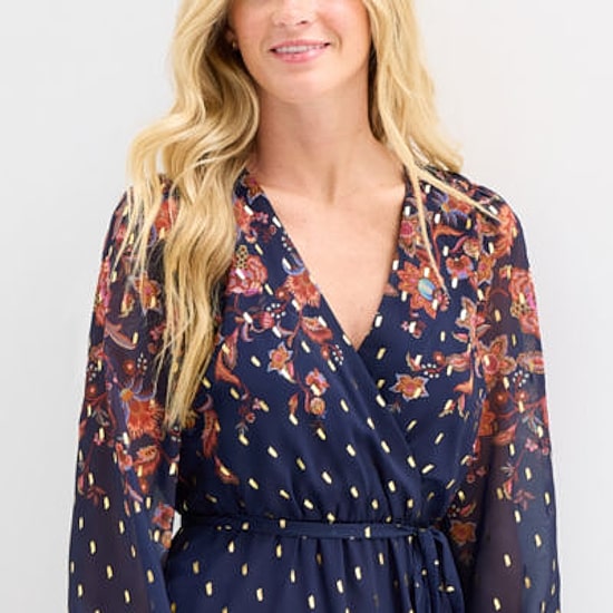 msk womens long sleeve floral maxi dress MSK Women's Long-Sleeve Maxi Dress