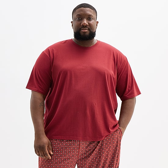 Stafford Mens Crew Neck Short Sleeve Big and Tall Pajama Top