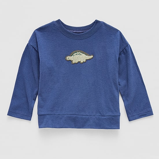 Okie Dokie Baby Boys Round Neck Long Sleeve Regular Fit Graphic T-Shirt