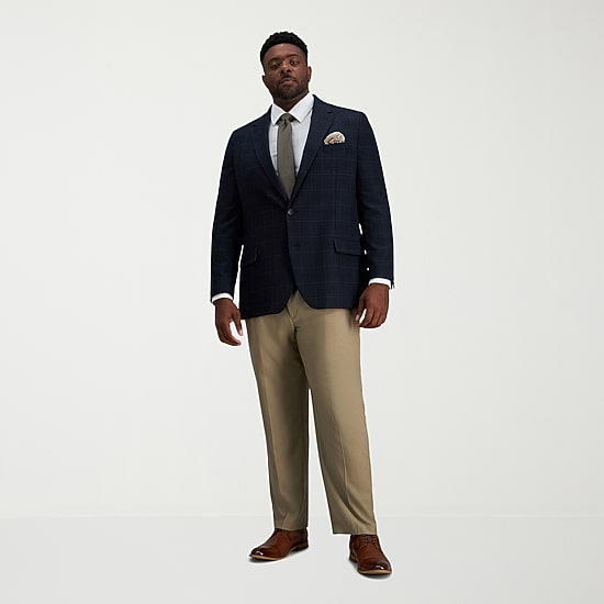 Haggar JMH J.M. Haggar Mens Big and Tall Plaid Regular Fit Sport Coat