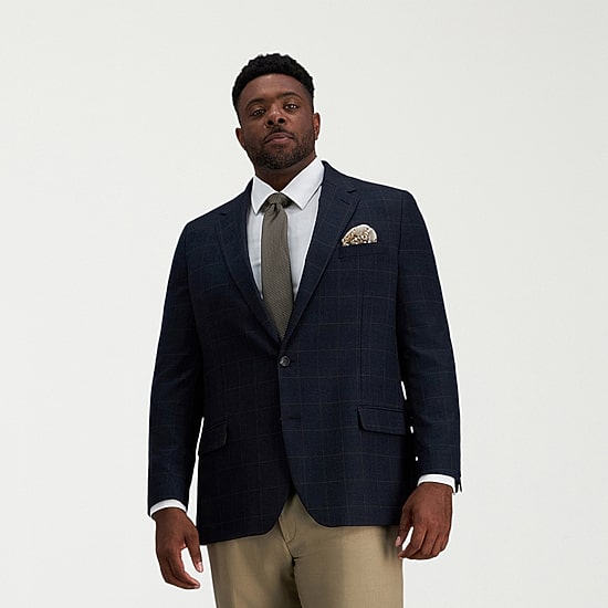 Haggar JMH J.M. Haggar Mens Big and Tall Plaid Regular Fit Sport Coat