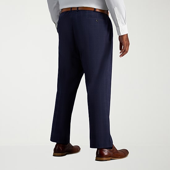 Haggar J.M. Haggar Mens Big and Tall Regular Fit Plaid Flat Front Suit Pant