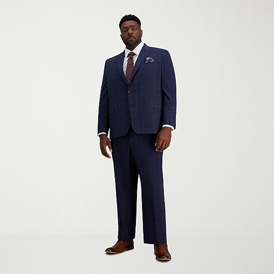 Haggar J.M. Haggar Mens Big and Tall Regular Fit Plaid Flat Front Suit Pant