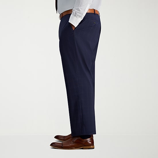 Haggar J.M. Haggar Mens Big and Tall Regular Fit Plaid Flat Front Suit Pant