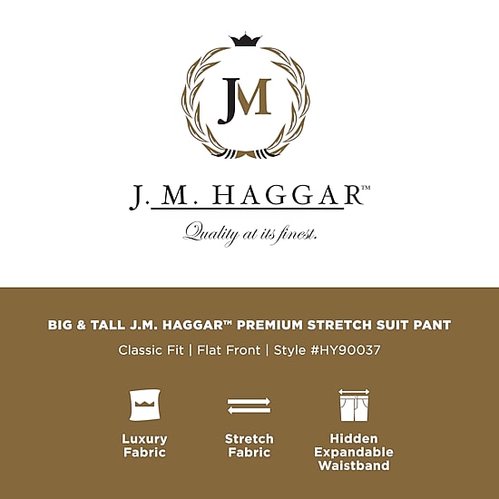 Haggar J.M. Haggar Mens Big and Tall Regular Fit Plaid Flat Front Suit Pant