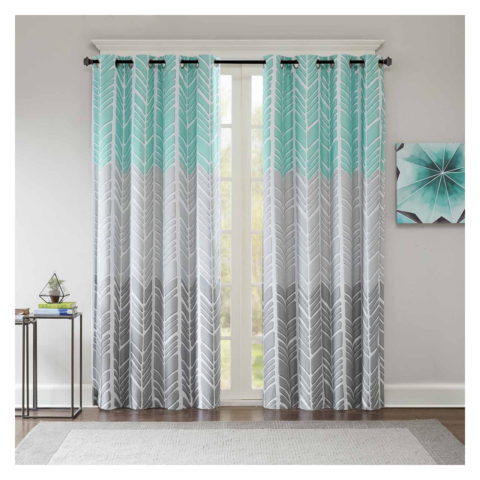 Intelligent Design Kennedy Geometric 50"W X 84"L Grommet Top 100% Blackout Single Curtain Panel