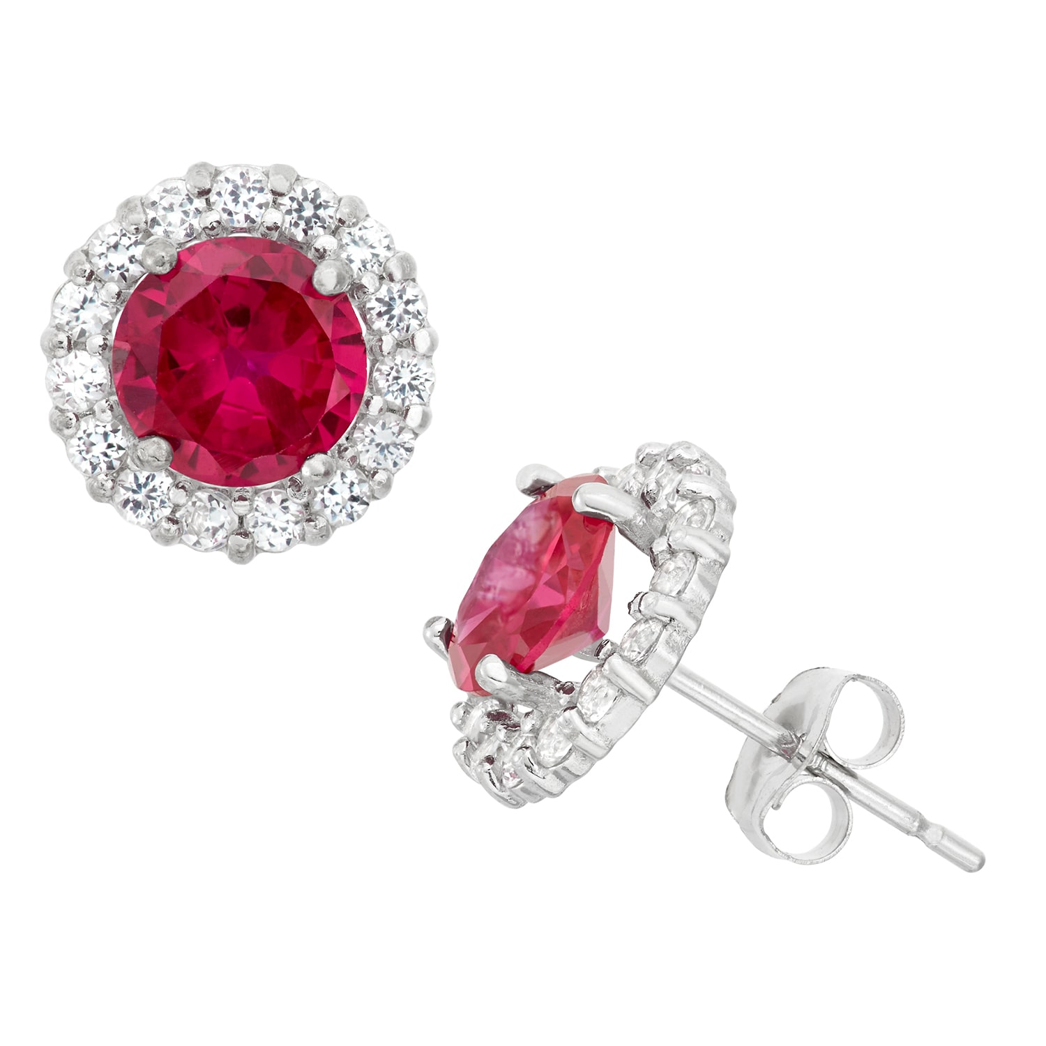 Lab Created Red Ruby 10K Gold 9.4mm Stud Earrings