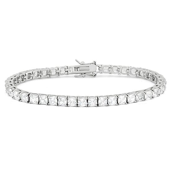 Womens Lab Created White Sapphire Sterling Silver 7.25 Inch Tennis Bracelet