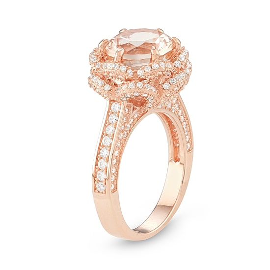Womens Simulated Pink Morganite 14K Rose Gold Over Silver Cocktail Ring