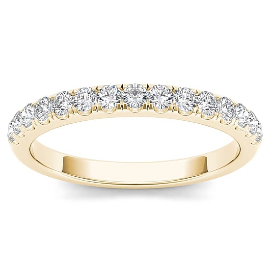 Womens 2MM 1/3 CT. T.W. Natural White Diamond 10K Gold Wedding Band
