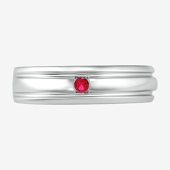 Mens Lab Created Red Ruby Sterling Silver Fashion Ring