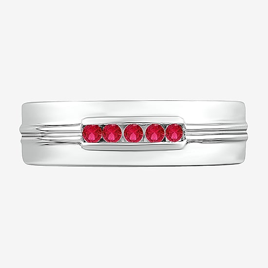 Mens Lab Created Red Ruby Sterling Silver Fashion Ring