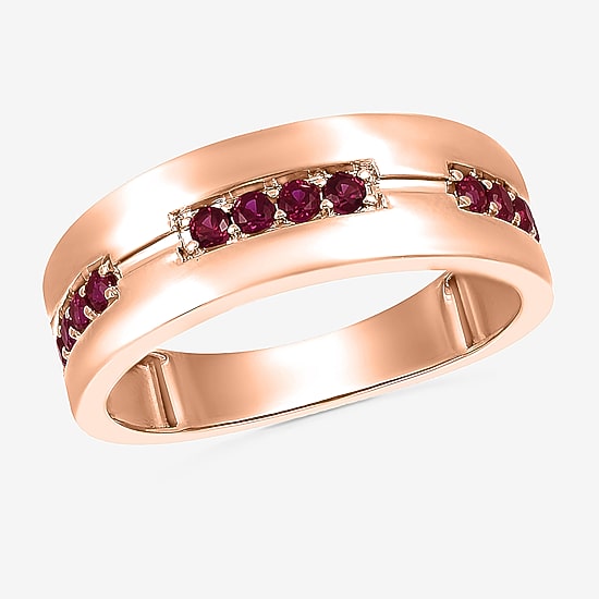 Mens Lab Created Red Ruby 10K Gold Fashion Ring