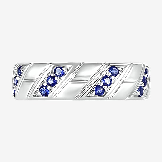 Mens Lab Created Blue Sapphire Sterling Silver Fashion Ring