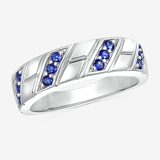 Mens Lab Created Blue Sapphire Sterling Silver Fashion Ring