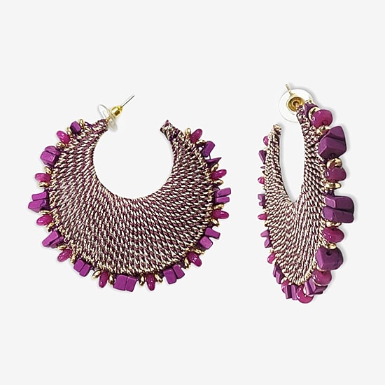 Bijoux Bar Thread Wrapped Open Womens 5 Inch Hoop Earrings