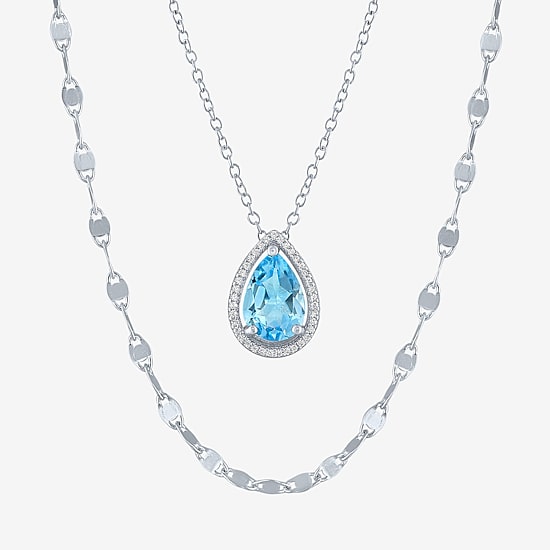 2-pc.Birthstone Necklace Set in Sterling Silver