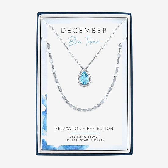 2-pc.Birthstone Necklace Set in Sterling Silver