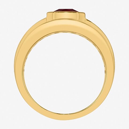 Mens Lab Created Ruby 14K Gold Over Silver Fashion Ring