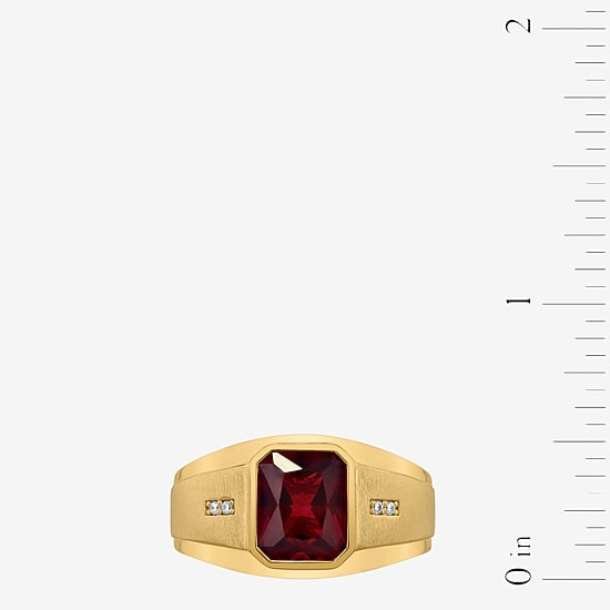 Mens Lab Created Ruby 14K Gold Over Silver Fashion Ring