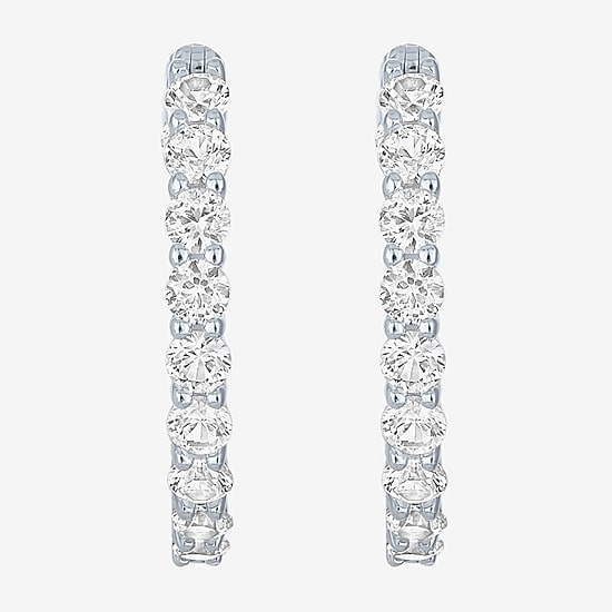 YES PLEASE! Lab Created White Sapphire 20mm Hoop Earrings in Sterling Silver