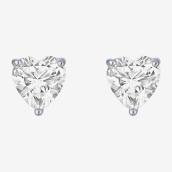 Yes, Please! Lab Created White Sapphire Sterling Silver 7mm Heart Stud Earrings