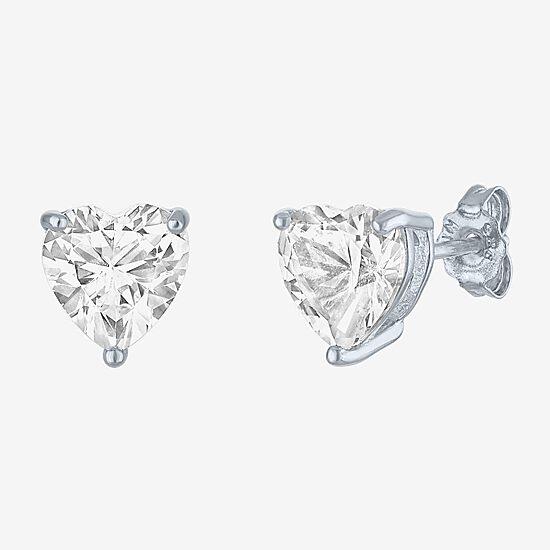 Yes, Please! Lab Created White Sapphire Sterling Silver 7mm Heart Stud Earrings