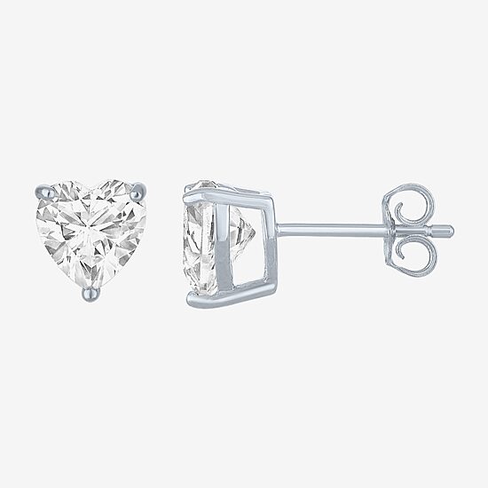 Yes, Please! Lab Created White Sapphire Sterling Silver 7mm Heart Stud Earrings