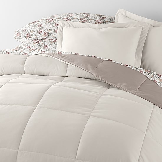 Casual Comfort Reversible Microfiber Down Alternative Complete Bedding Set with Sheets