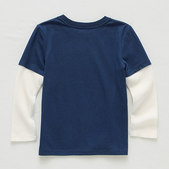 Okie Dokie Toddler & Little Boys Crew Neck Long Sleeve Regular Fit Graphic T-Shirt