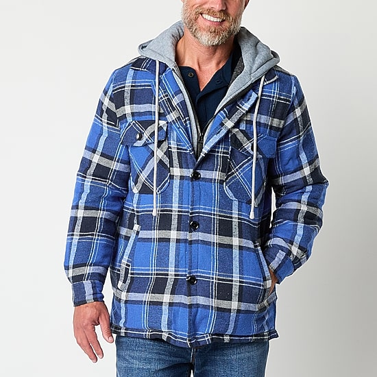 Victory Flannel Mens Hooded Midweight Shirt Jacket