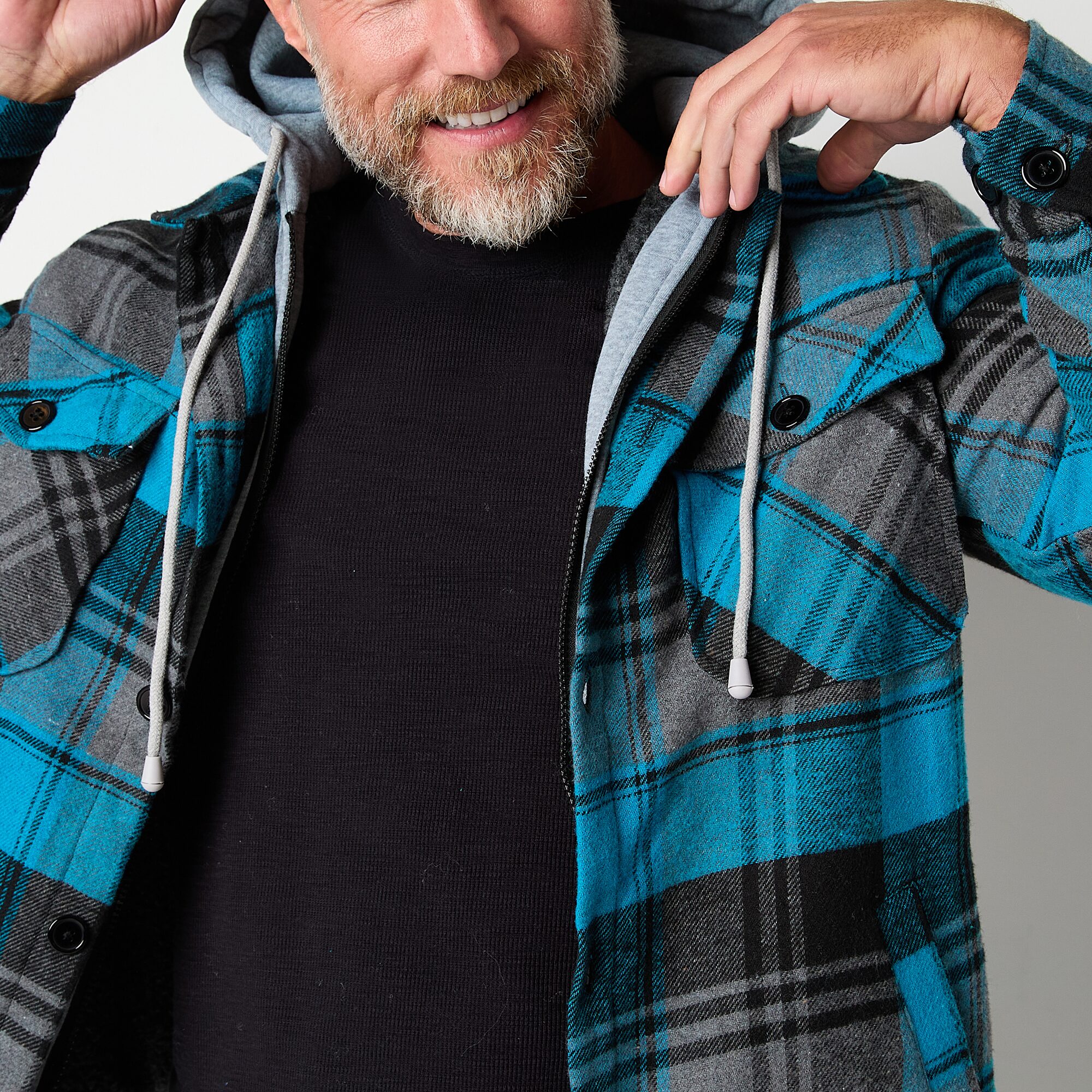 Victory Flannel Mens Hooded Midweight Shirt Jacket