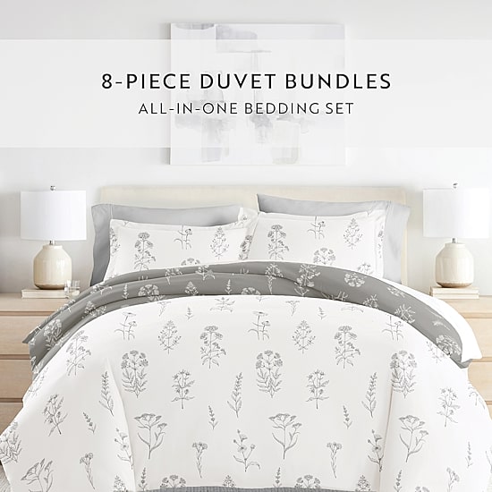 Casual Comfort Patterned Down Alternative Complete Bedding Set with Sheets
