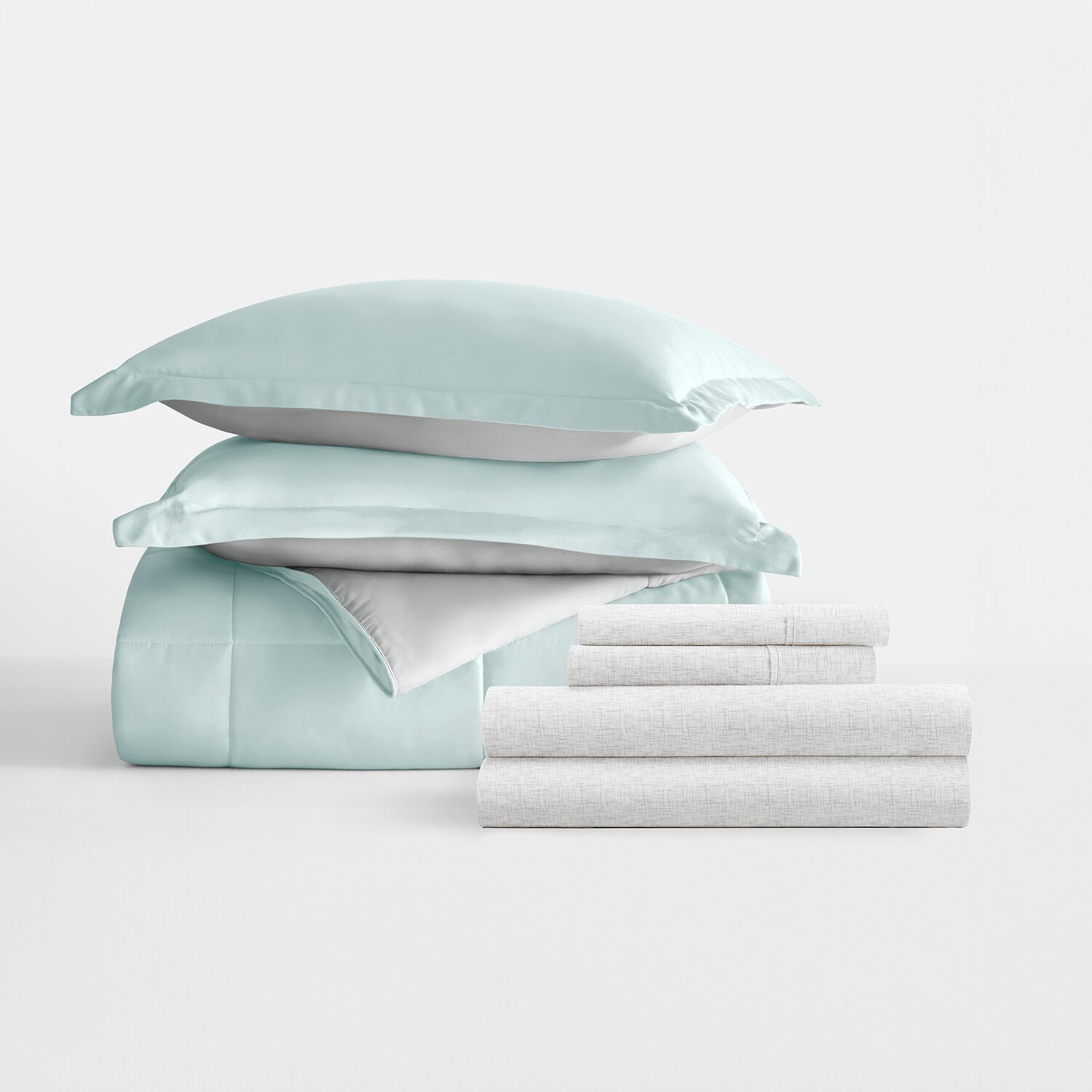 Casual Comfort Reversible Microfiber Down Alternative Complete Bedding Set with Sheets