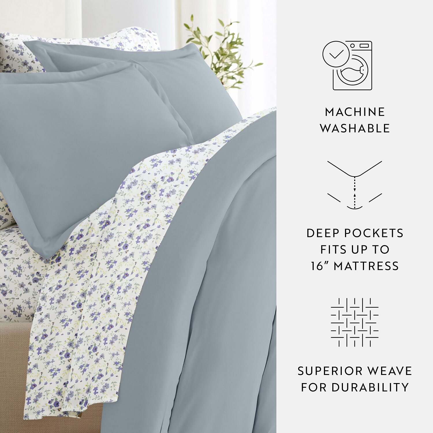 Casual Comfort Solid Down Alternative Complete Bedding Set with Sheets