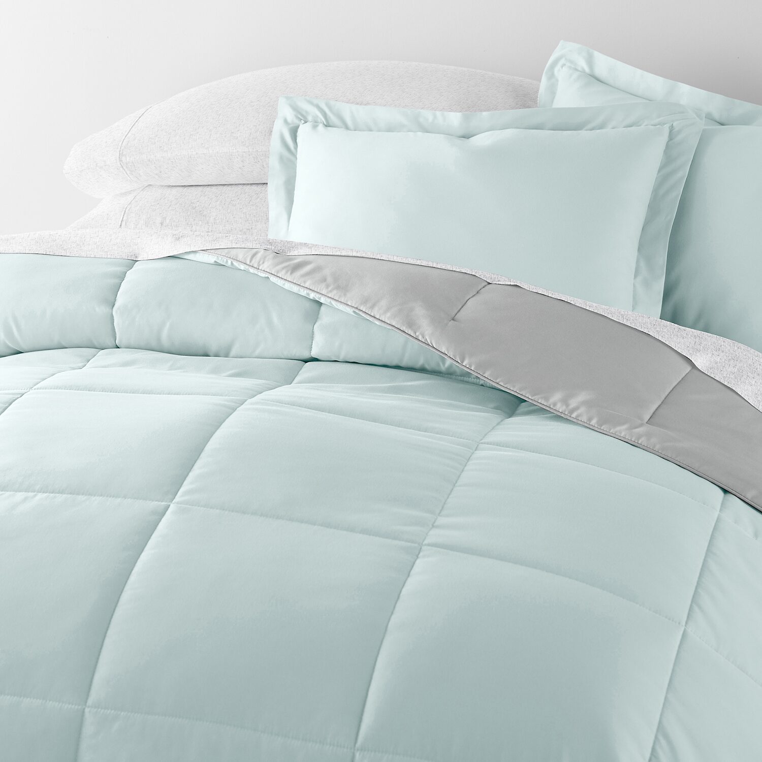 Casual Comfort Reversible Microfiber Down Alternative Complete Bedding Set with Sheets
