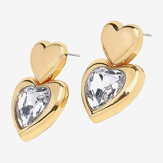 Bijoux Bar Womens Glass Heart Drop Earrings