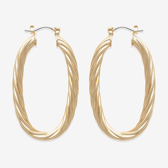 Bold Elements Gold Tone Womens 30.1mm Hoop Earrings