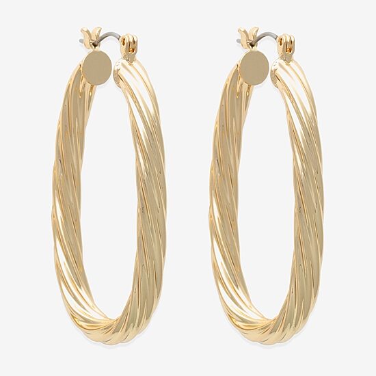Bold Elements Gold Tone Womens 30.1mm Hoop Earrings