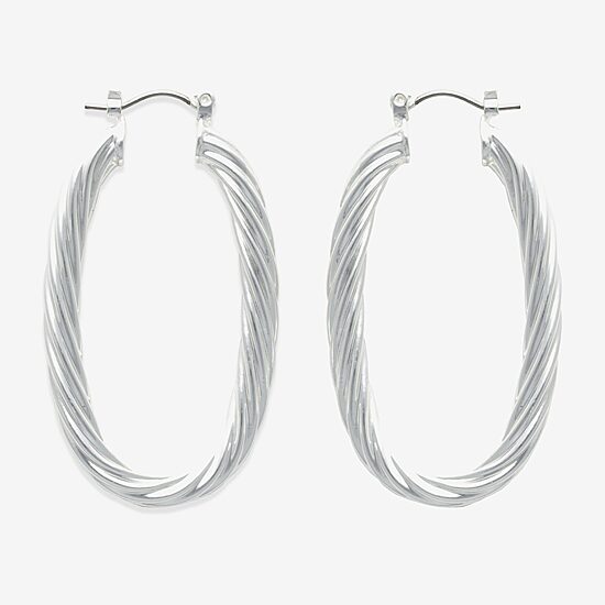 Bold Elements Silver Tone Womens 30.1mm Hoop Earrings