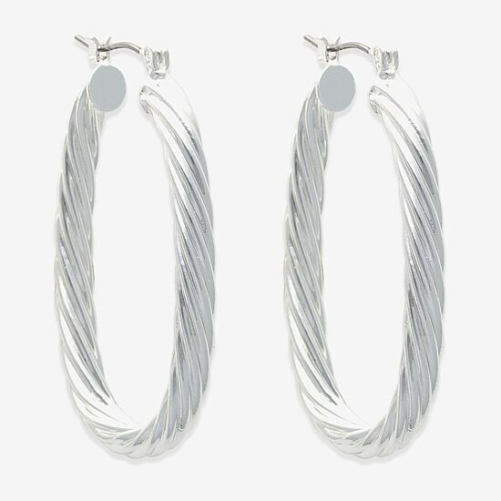 Bold Elements Silver Tone Womens 30.1mm Hoop Earrings