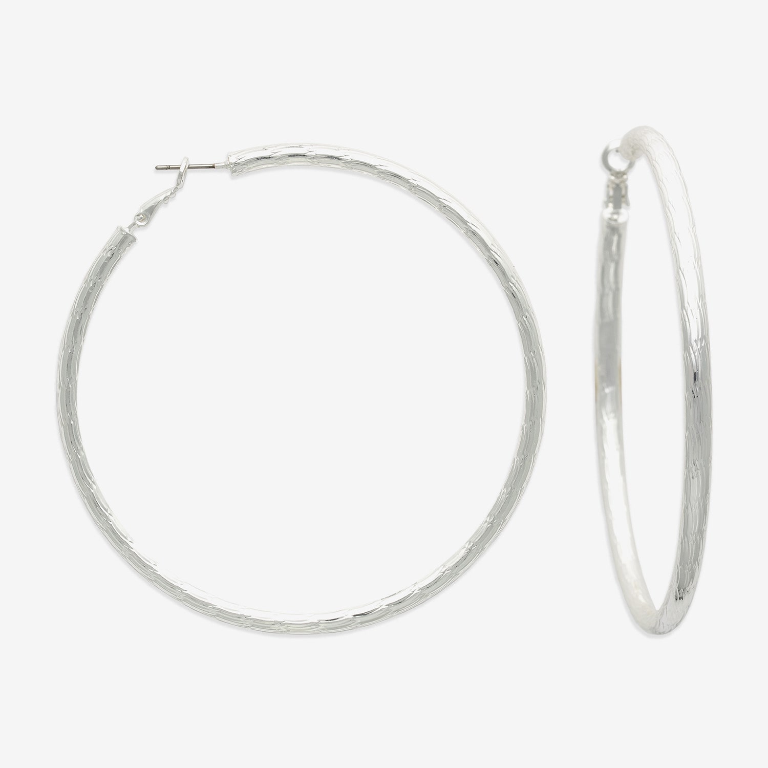 Bold Elements Silver Tone Womens 79.2mm Hoop Earrings
