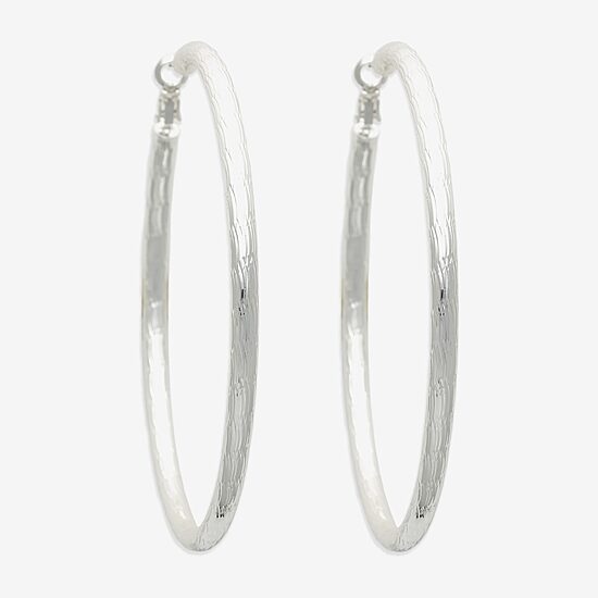 Bold Elements Silver Tone Womens 79.2mm Hoop Earrings