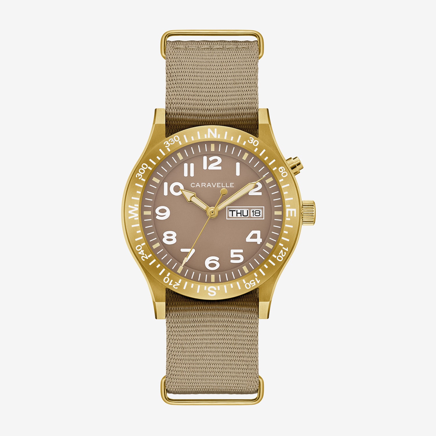 Caravelle Designed By Bulova Mens Green Strap Watch 44c113