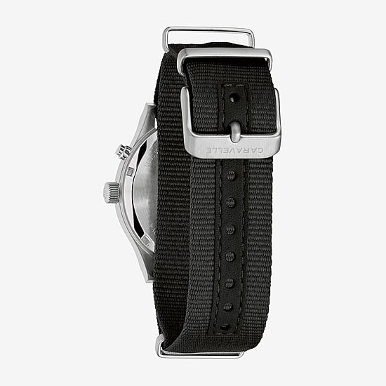 Caravelle Designed By Bulova Mens Black Strap Watch 43c125