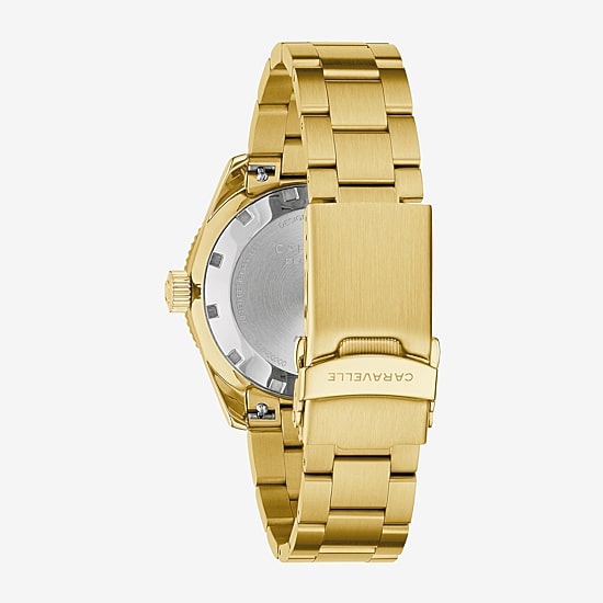 Caravelle Designed By Bulova Mens Gold Tone Stainless Steel Bracelet Watch 44b128