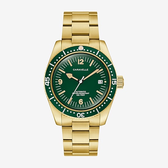 Caravelle Designed By Bulova Mens Gold Tone Stainless Steel Bracelet Watch 44b128
