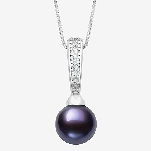 Cultured Freshwater Pearl Sterling Silver 18 Inch Pendant Necklace, One Size, Black