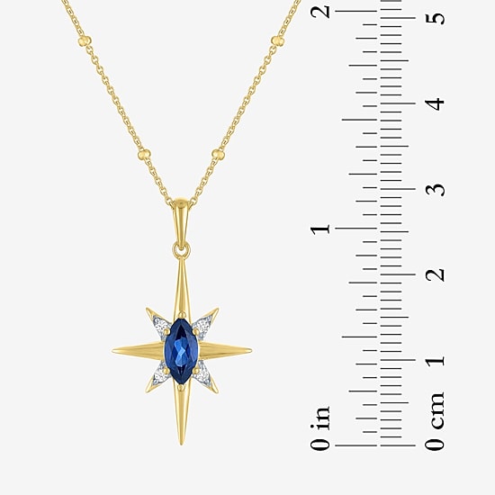 North Star Womens Gemstone 14K Gold Over Silver Star 16 Inch Pendant Necklace